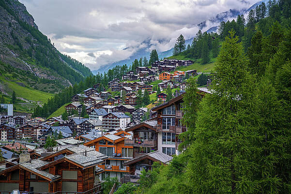 Wall Art featuring the photograph Zermatt Village In The Swiss Alps, Switzerland by Miroslav Liska