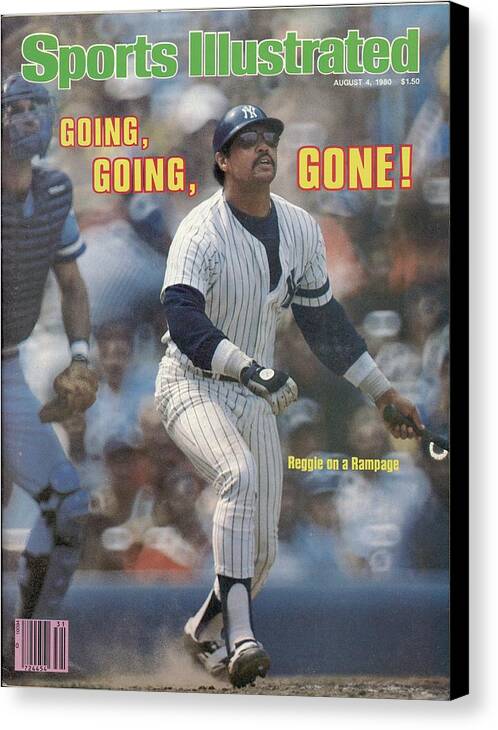 Reggie Jackson in Action Canvas Print featuring the photograph Kansas City Royals V New York Yankees Sports Illustrated Cover by Sports Illustrated Reggie Jackson in Action Canvas Print featuring the photograph Kansas City Royals V New York Yankees Sports Illustrated Cover by Sports Illustrated