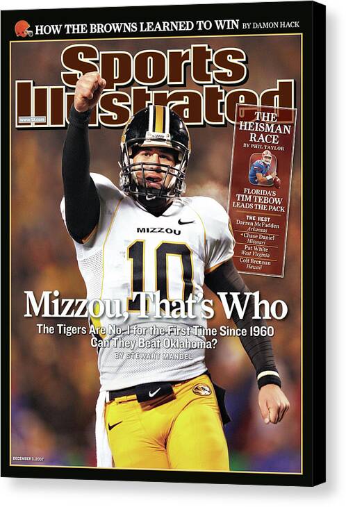 Football Star on Sports Illustrated Cover Canvas Print featuring the photograph Missouri University Qb Chase Daniel by Sports Illustrated Cover Football Star on Sports Illustrated Cover Canvas Print featuring the photograph Missouri University Qb Chase Daniel by Sports Illustrated Cover