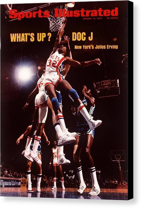 Julius Erving's Iconic Dunk Canvas Print featuring the photograph New York Nets Julius Erving Sports Illustrated Cover by Sports Illustrated Julius Erving's Iconic Dunk Canvas Print featuring the photograph New York Nets Julius Erving Sports Illustrated Cover by Sports Illustrated