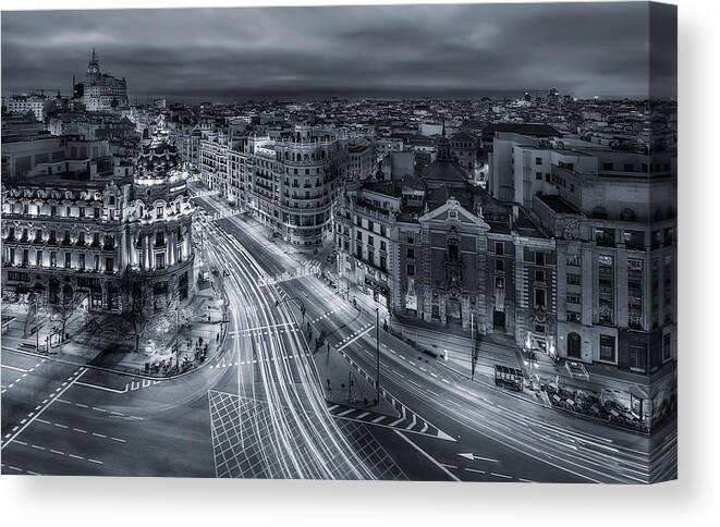 Vibrant Night in Madrid Canvas Print