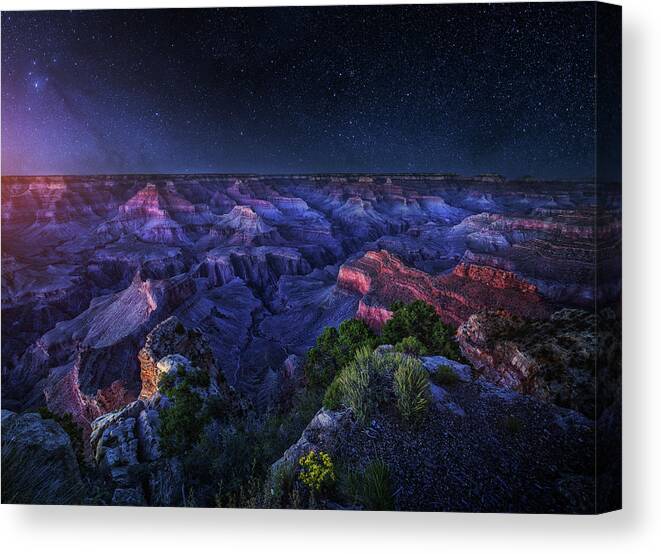 Grand Canyon Under Starry Night Sky Canvas Print