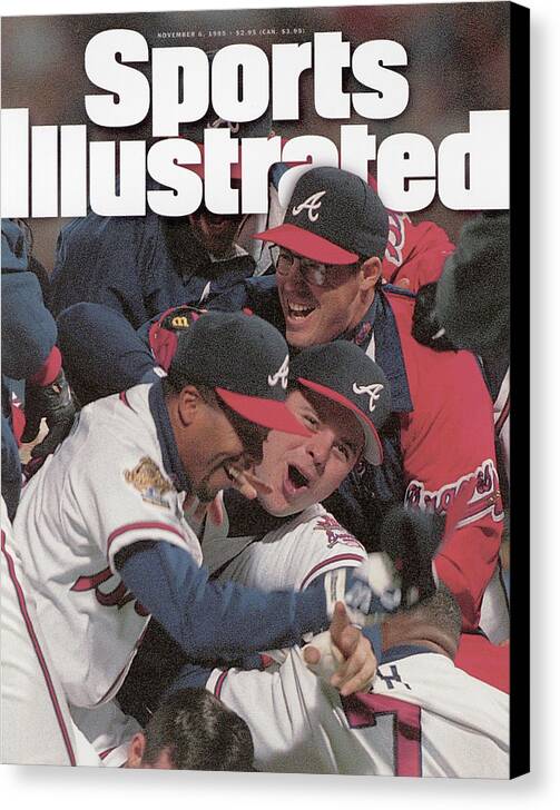 Atlanta Braves Victory Celebration Canvas Print featuring the photograph Atlanta Braves, 1995 World Series Sports Illustrated Cover by Sports Illustrated