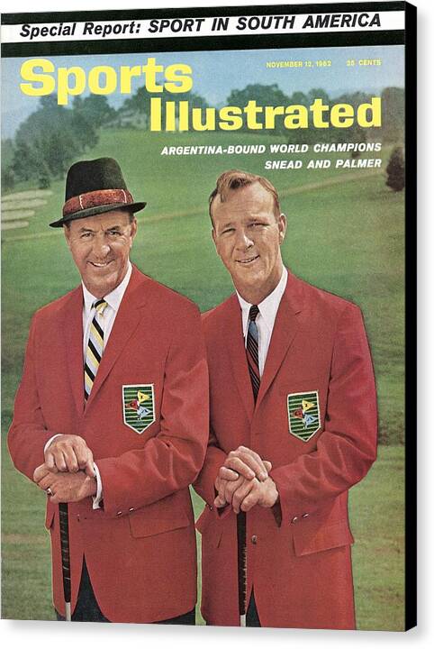 Sam Snead and Arnold Palmer on Cover Canvas Print featuring the photograph Sam Snead And Arnold Palmer, International Golf Sports Illustrated Cover by Sports Illustrated