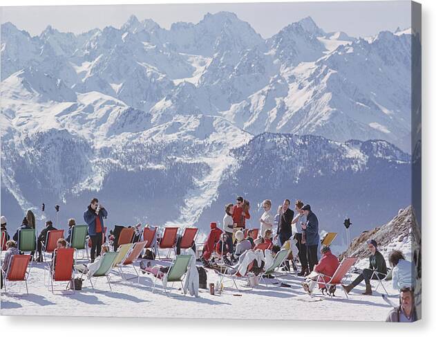 Lounging In Verbier by Slim Aarons, Canvas Prints
