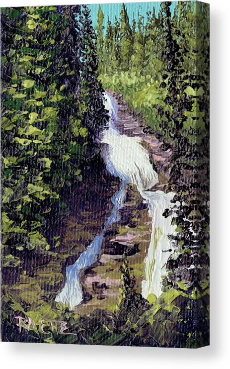Glacier National Park Canvas Print featuring the painting Florence Falls by Raette Meredith
