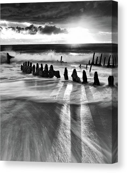 Sunset Over Shipwreck Remains Canvas Print