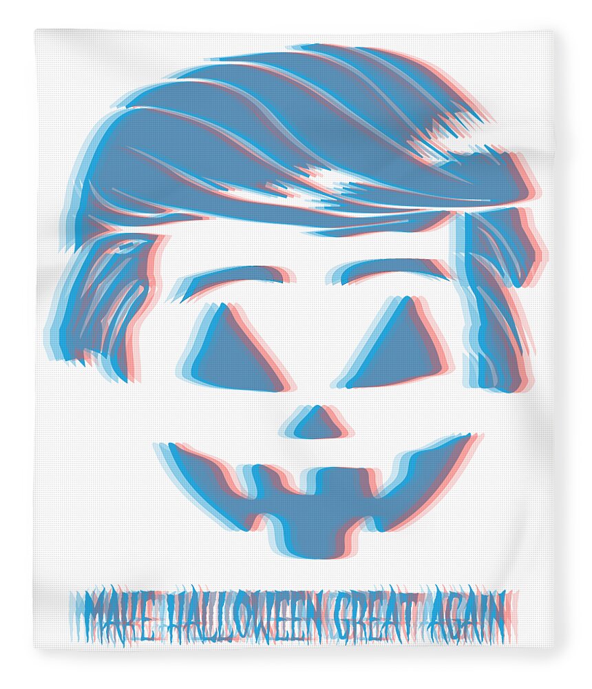 Cool Fleece Blanket featuring the digital art 3D Trumpkin Make Halloween Great Again by Flippin Sweet Gear