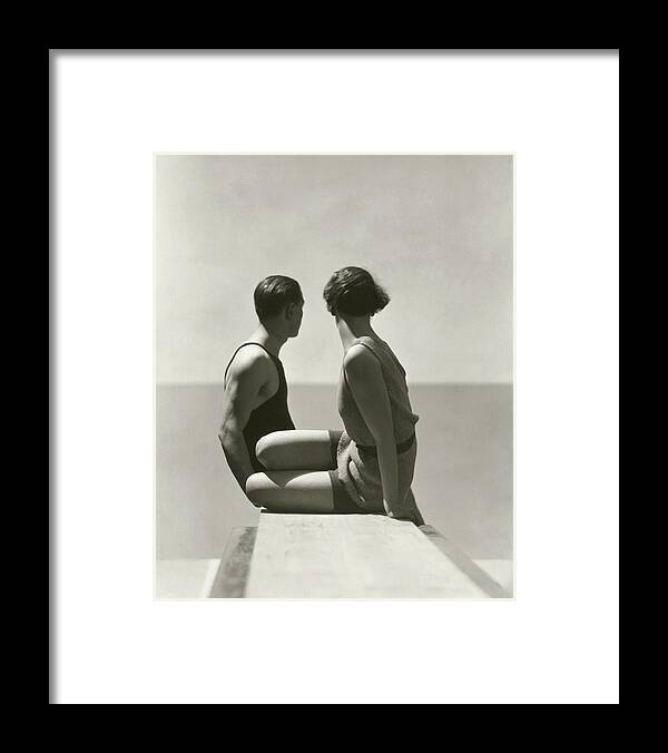 Couple in Vintage Swimwear Framed Print featuring the photograph The Divers by George Hoyningen-Huene Couple in Vintage Swimwear Framed Print featuring the photograph The Divers by George Hoyningen-Huene