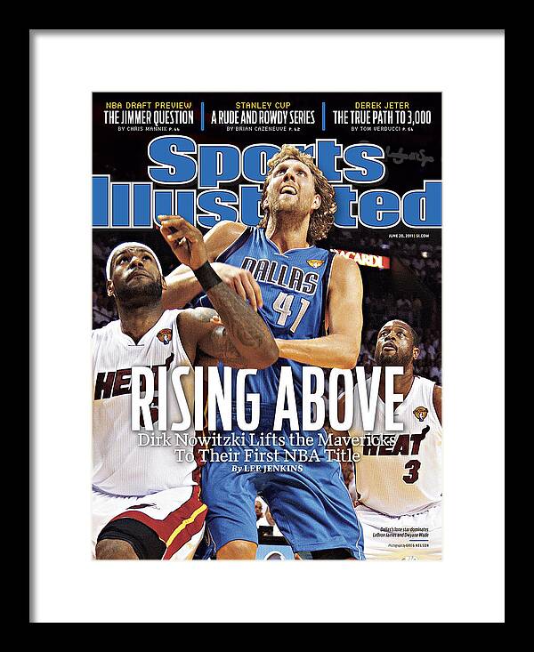 Dirk Nowitzki's Triumphant NBA Moment Framed Print featuring the photograph Dallas Mavericks V Miami Heat - Game Six Sports Illustrated Cover by Sports Illustrated Dirk Nowitzki's Triumphant NBA Moment Framed Print featuring the photograph Dallas Mavericks V Miami Heat - Game Six Sports Illustrated Cover by Sports Illustrated