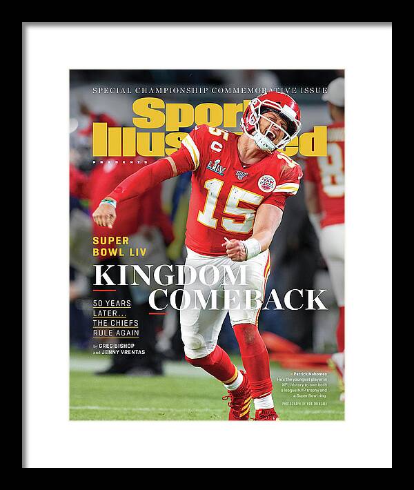 Patrick Mahomes Celebrates Victory Framed Print featuring the photograph Kingdom Comeback Kansas City Chiefs, Super Bowl Liv Sports Illustrated Cover by Sports Illustrated Patrick Mahomes Celebrates Victory Framed Print featuring the photograph Kingdom Comeback Kansas City Chiefs, Super Bowl Liv Sports Illustrated Cover by Sports Illustrated