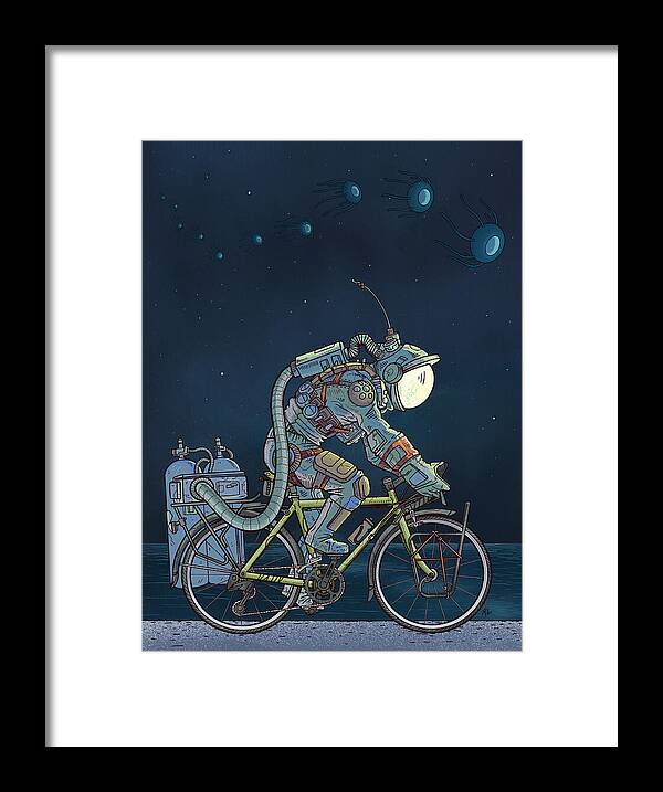 Futuristic Astronaut on Bicycle Framed Print featuring the digital art LFT - Lake Front Trail by EvanArt - Evan Miller Futuristic Astronaut on Bicycle Framed Print featuring the digital art LFT - Lake Front Trail by EvanArt - Evan Miller