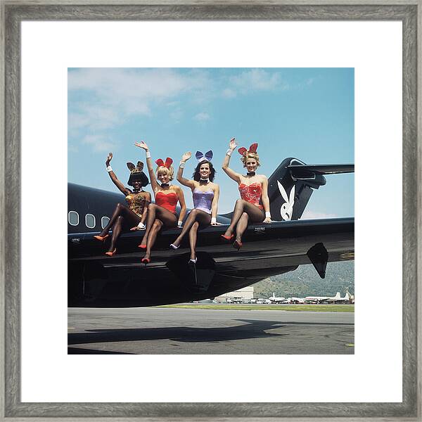 Playboy Bunnies Riding Big Bunny, 1969 Framed Print