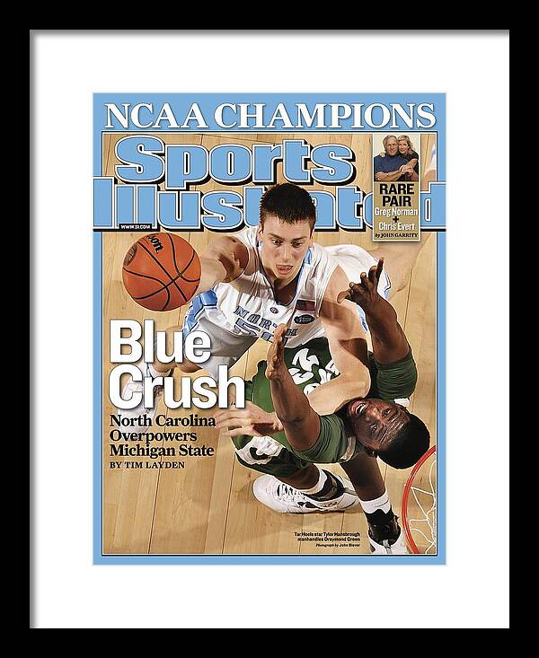 Basketball Championship Cover Framed Print featuring the photograph University Of North Carolina Tyler Hansbrough, 2009 Ncaa Sports Illustrated Cover by Sports Illustrated Basketball Championship Cover Framed Print featuring the photograph University Of North Carolina Tyler Hansbrough, 2009 Ncaa Sports Illustrated Cover by Sports Illustrated
