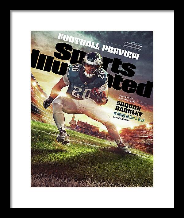 Saquon Barkley Framed Print featuring the photograph Philadelphia Eagles Saquon Barkley, 2025 Sports Illustrated September Issue Cover by Sports Illustrated Saquon Barkley Framed Print featuring the photograph Philadelphia Eagles Saquon Barkley, 2025 Sports Illustrated September Issue Cover by Sports Illustrated