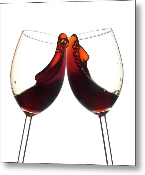 Cheers Two Red Wine Glasses, Toast Metal Print by Domin domin - Photos.com