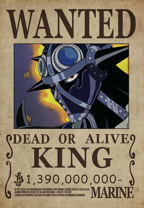 One Piece Wanted Poster - KING Poster by Niklas Andersen - Metal