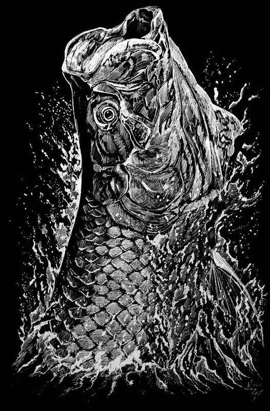 Black And White Poster featuring the painting Striking Silver by Mark Ray