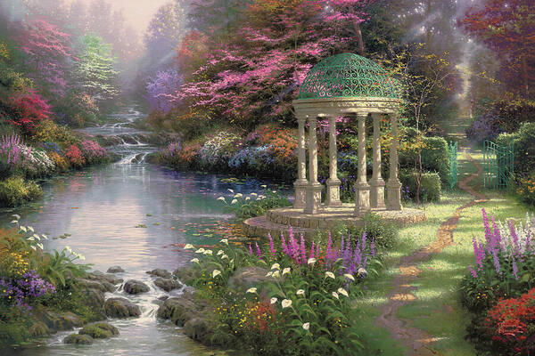Garden Of Prayer #1 Art Print by Thomas Kinkade - Thomas Kinkade