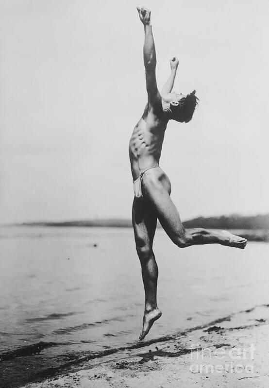 Nudist Colony Member In Artistic Stance Art Print by Bettmann - Photos.com