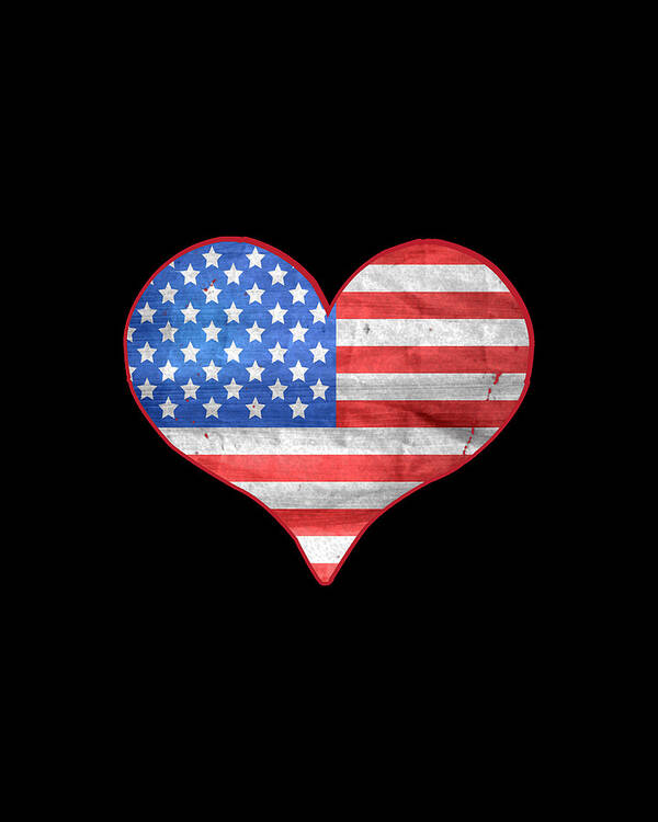 Cool Art Print featuring the digital art American Flag Heart by Flippin Sweet Gear