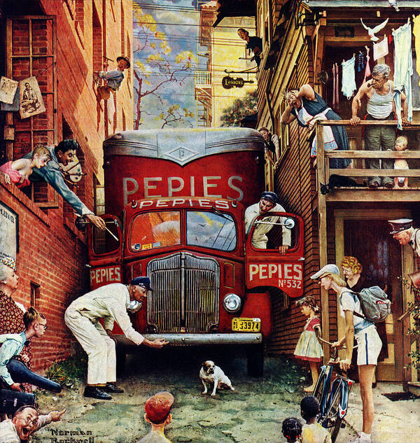 Road Block Art Print by Norman Rockwell - The Saturday Evening Post