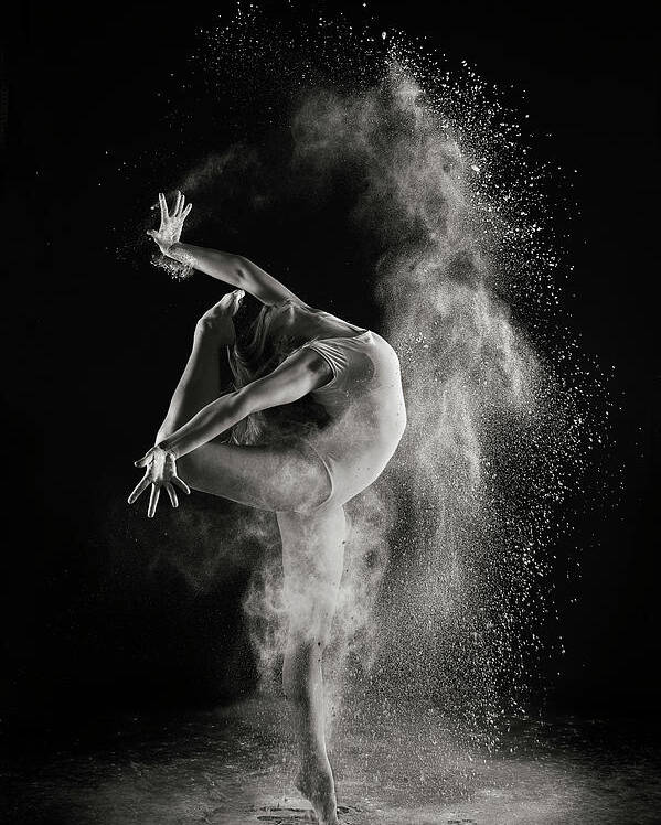 Graceful Dancer in Powder Burst Art Print