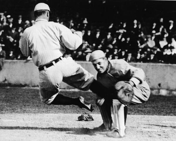 Ty Cobb Sliding Into Catcher Art Print by Pictorial Parade - Photos.com