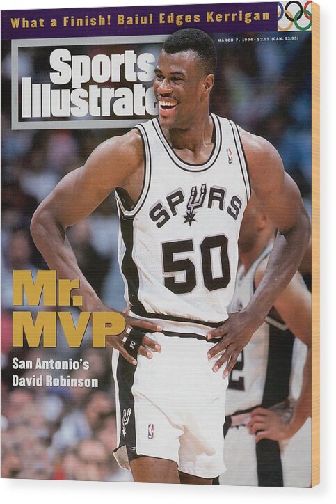 David Robinson Mr. MVP Cover Wood Print featuring the photograph San Antonio Spurs David Robinson... Sports Illustrated Cover by Sports Illustrated