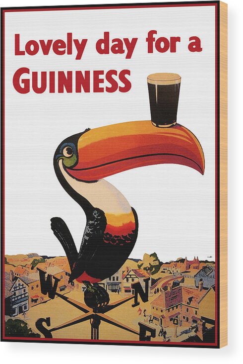 Guinness Toucan Advertisement Wood Print featuring the digital art Lovely Day for a Guinness by Georgia Clare