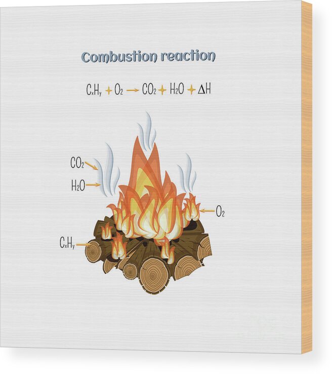 Combustion Reaction Wood Print by Inna Bigun / Science Photo