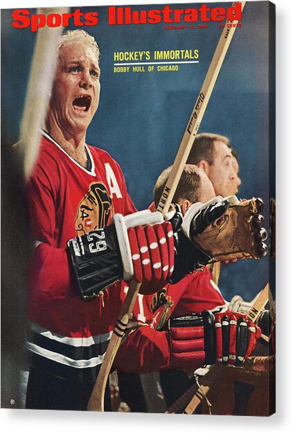 Bobby Hull Cheering on the Ice Acrylic Print