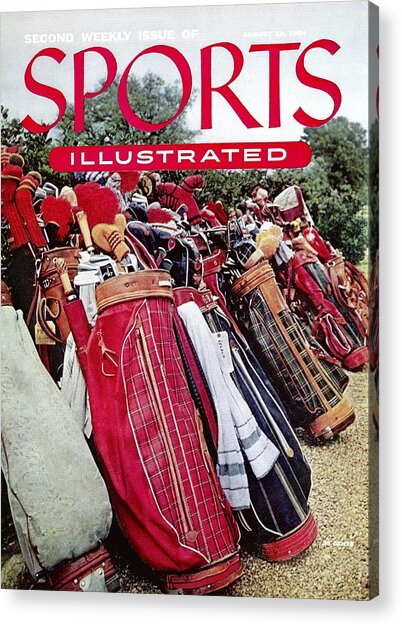 Retro Golf Bags on Magazine Cover Acrylic Print