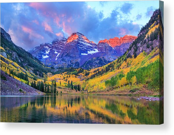 Sunset Over Maroon Bells Acrylic Print
