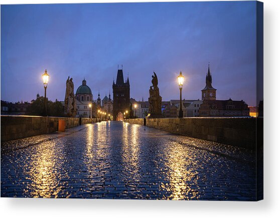 Charles Bridge at Night Acrylic Print