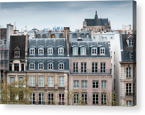 Parisian Rooftops Under Cloudy Skies Acrylic Print