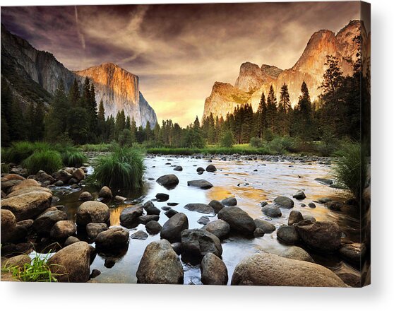 Serene Valley Landscape at Dusk Acrylic Print