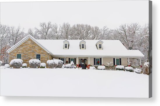 Cozy Snow-Covered House Acrylic Print