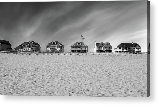 Beachfront Houses with American Flag Acrylic Print