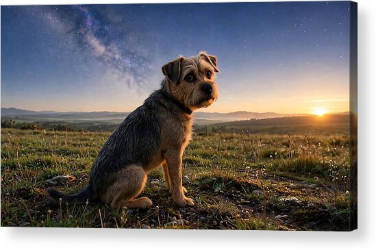 Dog Staring at Sunset Horizon Acrylic Print