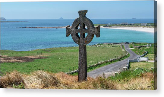Celtic Cross Overlooking Coastal View Acrylic Print
