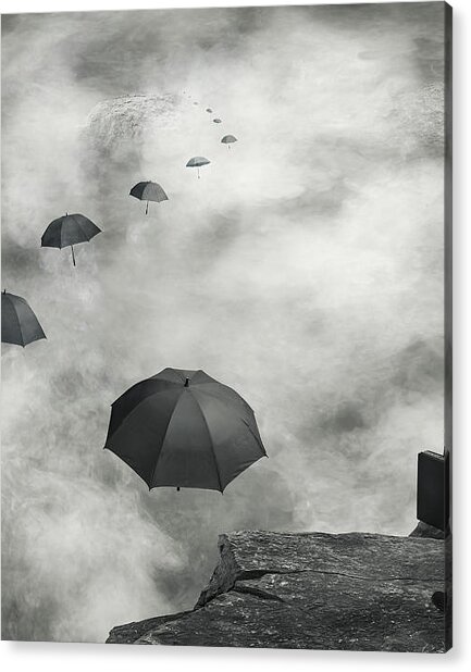 Umbrellas in the Mist Acrylic Print