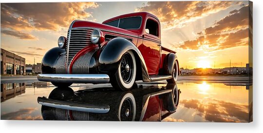 Vintage Pickup at Sunset Acrylic Print