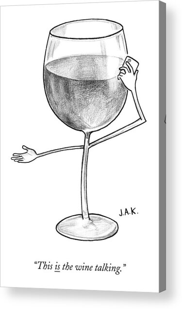 Talking Wine Glass Cartoon Acrylic Print