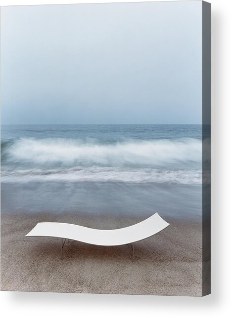 Minimalist Beach Scene with Waves Acrylic Print