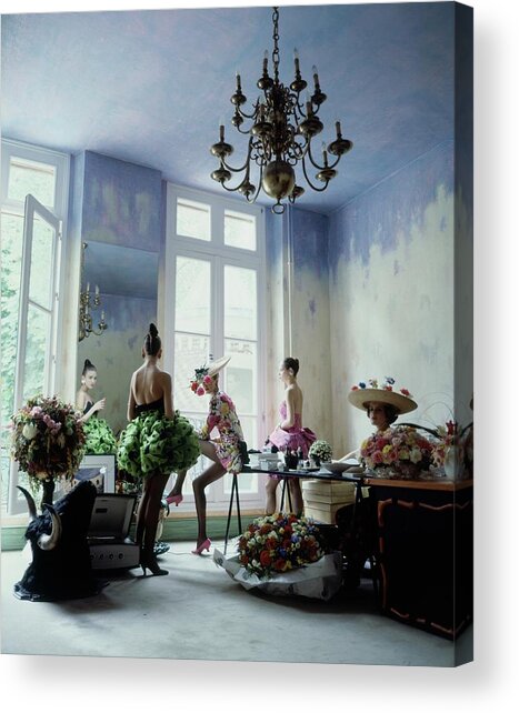 Fashion Models in Floral Dresses Acrylic Print