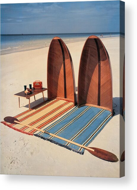 Beach Setup with Surfboards Acrylic Print
