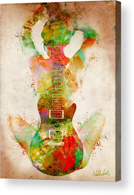 Colorful Guitar Silhouette Acrylic Print