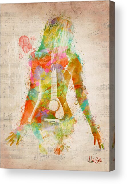 Colorful Guitar Silhouette Acrylic Print