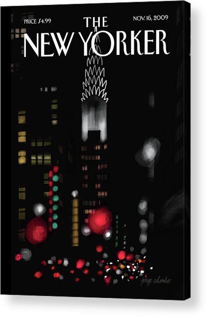 New Yorker Cover with Chrysler Building Acrylic Print